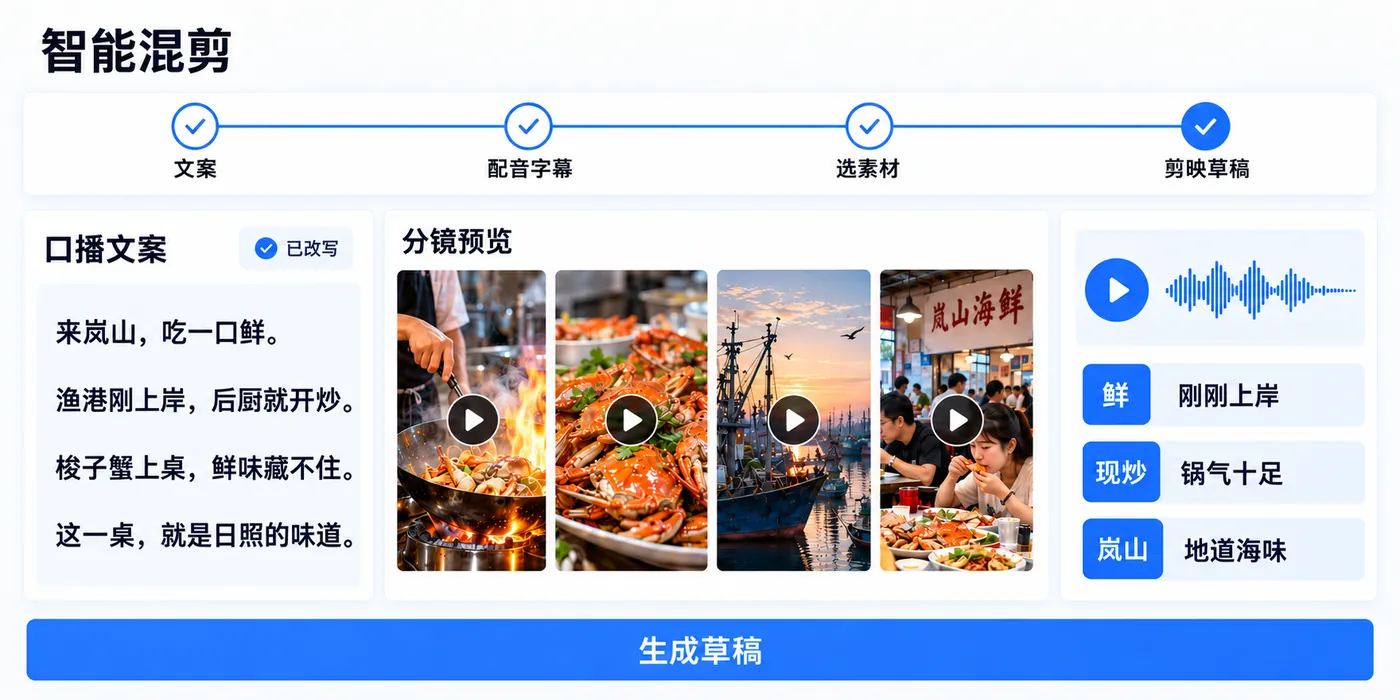 AI 混剪界面